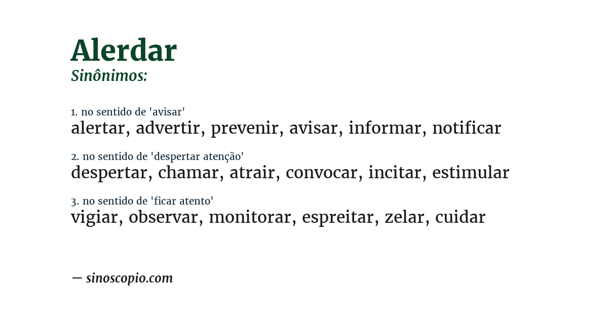 Sinônimo de alerdar