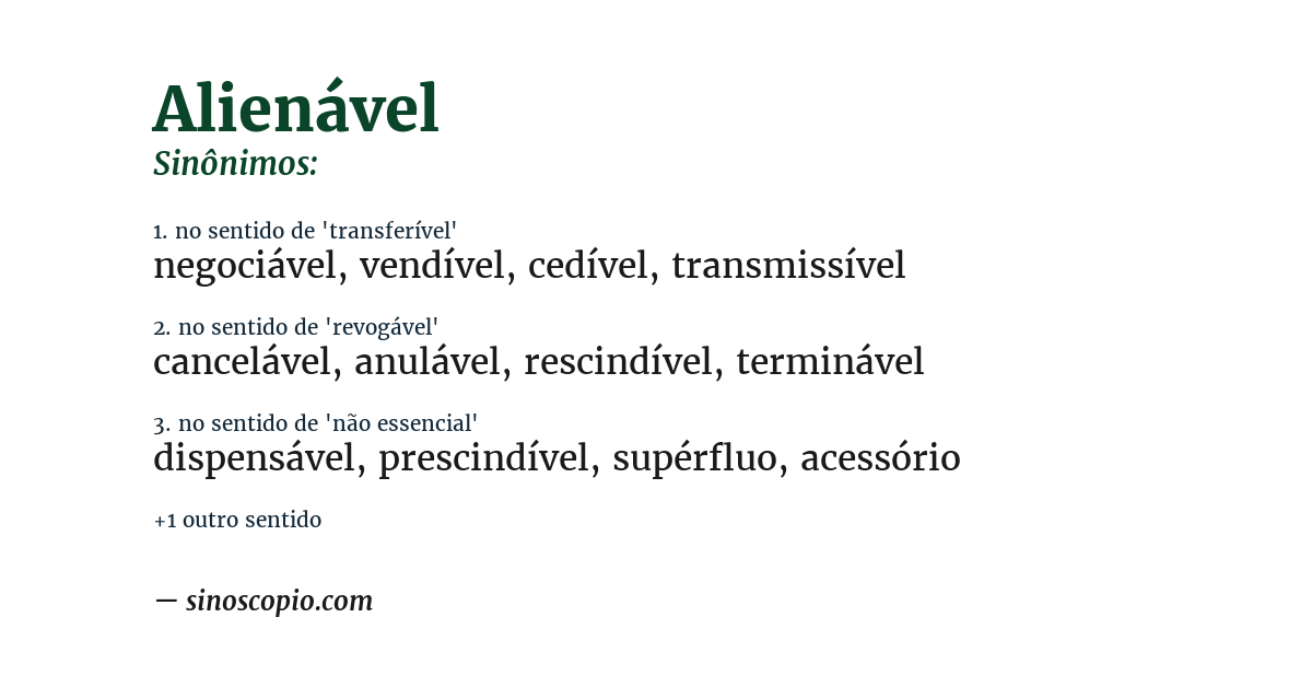 Sinônimo de alienável