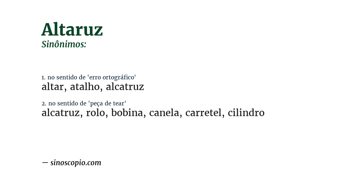 Sinônimo de altaruz