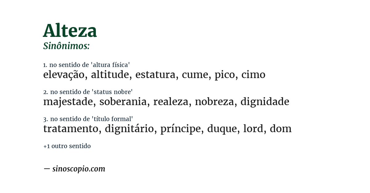 Sinônimo de alteza
