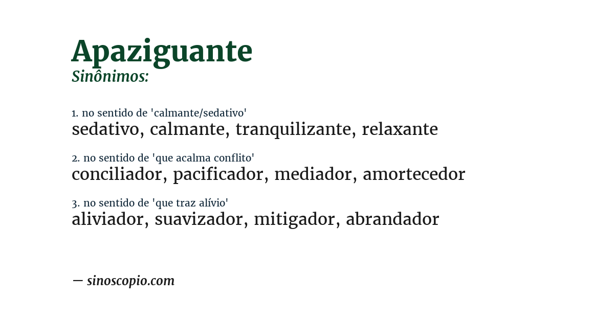 Sinônimo de apaziguante