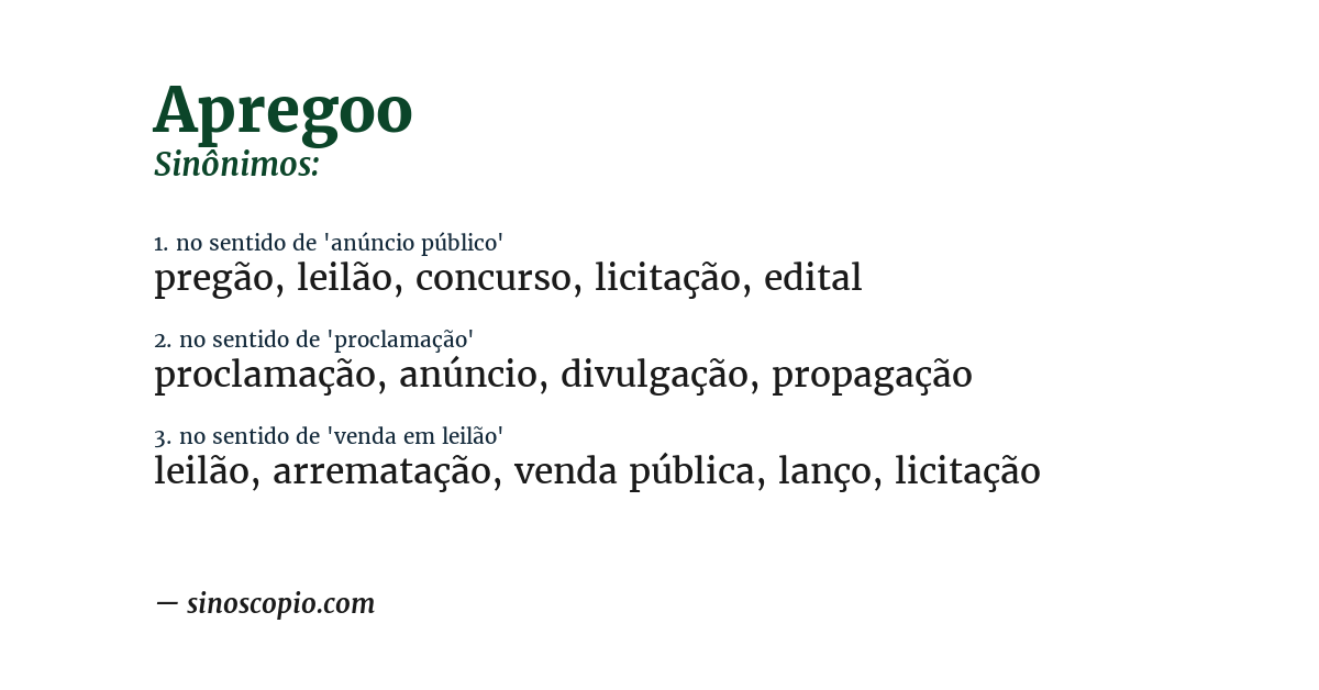 Sinônimo de apregoo
