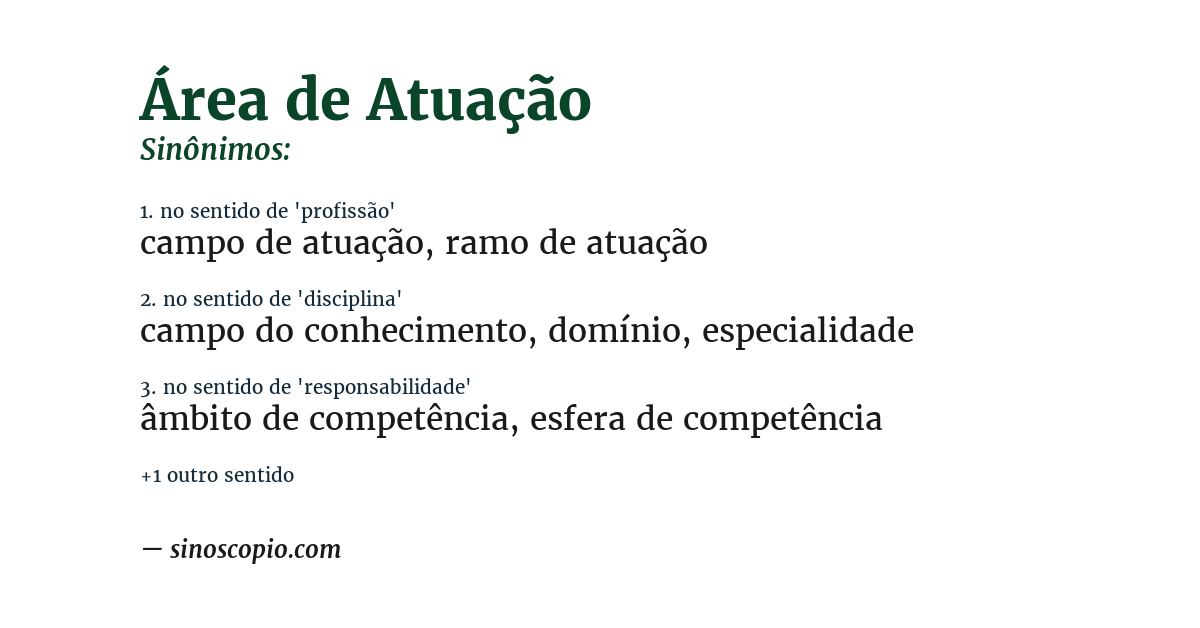 Sinônimo de área de atuação