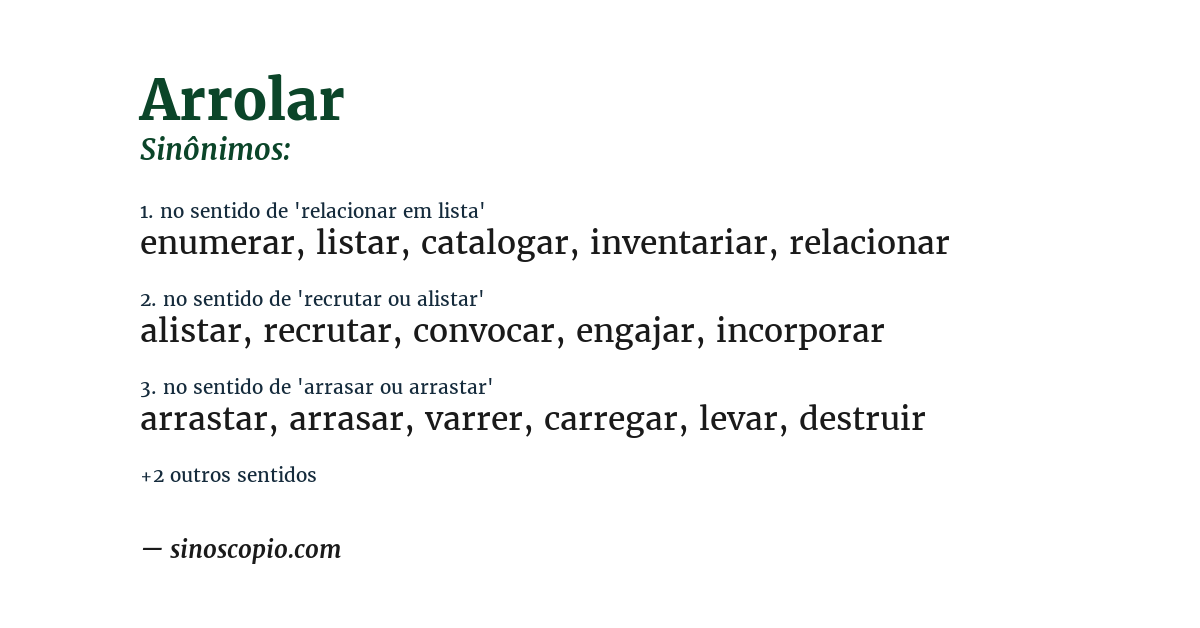 Sinônimo de arrolar