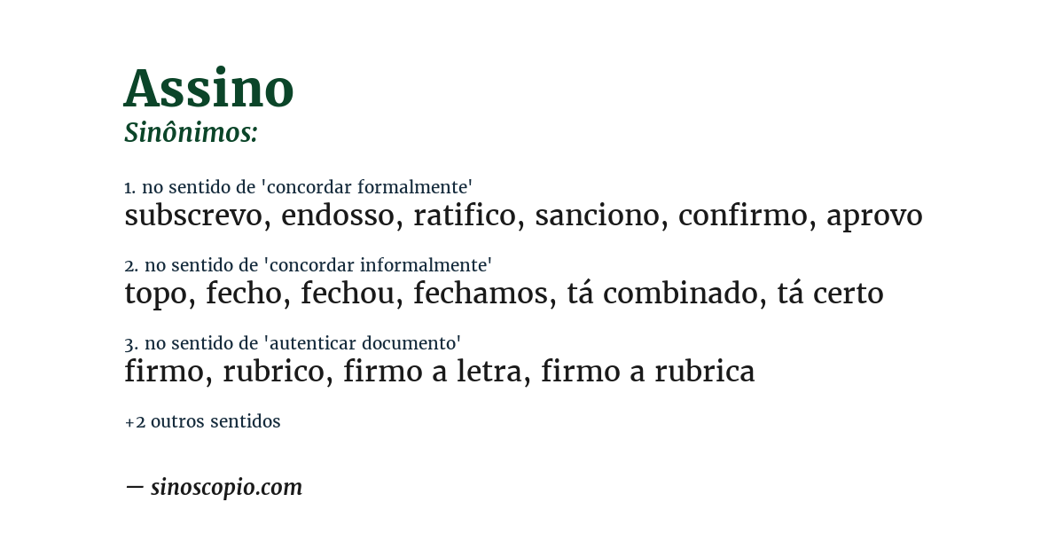 Sinônimo de assino