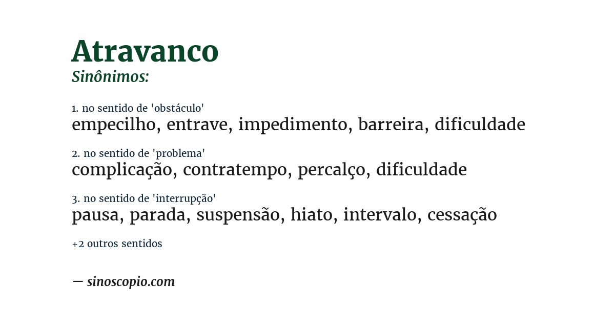 Sinônimo de atravanco