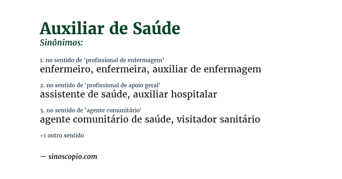 Sinônimo de auxiliar de saúde