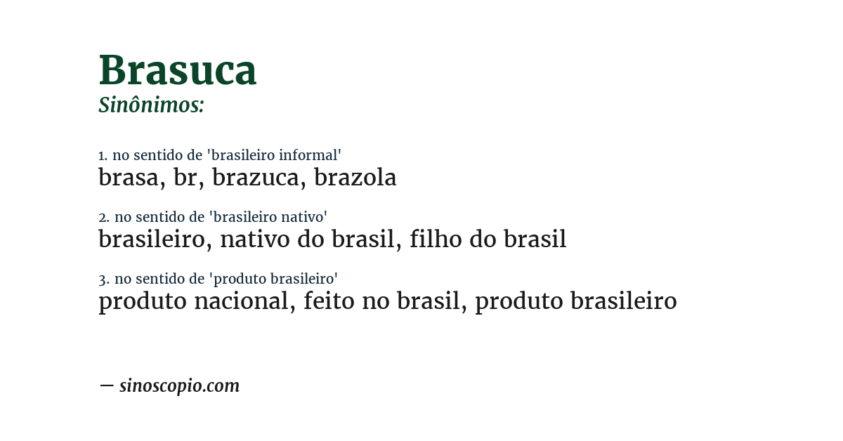 Sinônimo de brasuca