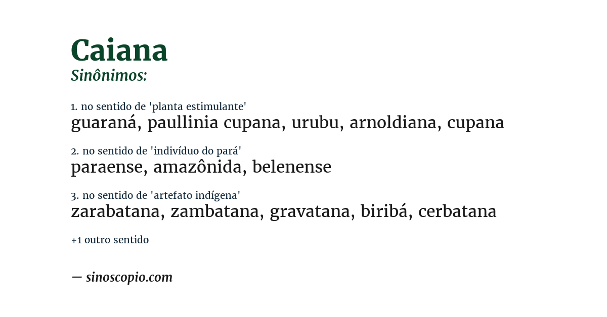 Sinônimo de caiana