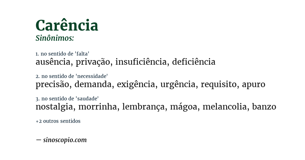 Sinônimo de carência