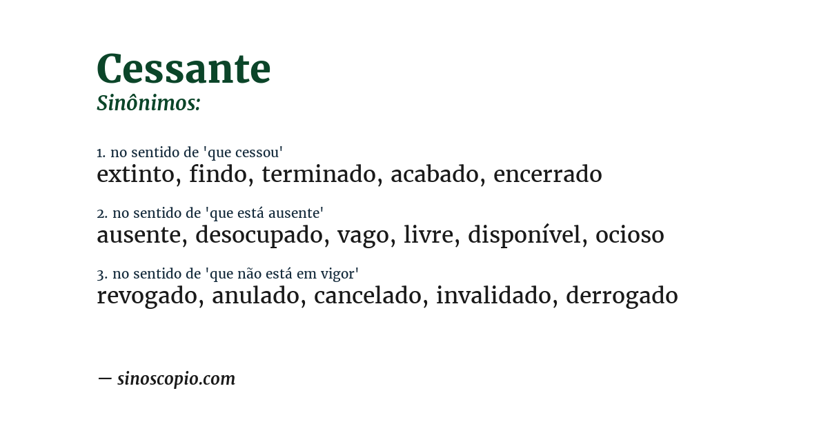 Sinônimo de cessante
