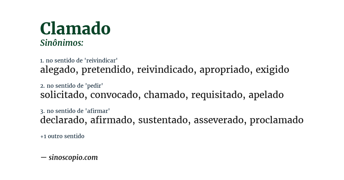Sinônimo de clamado