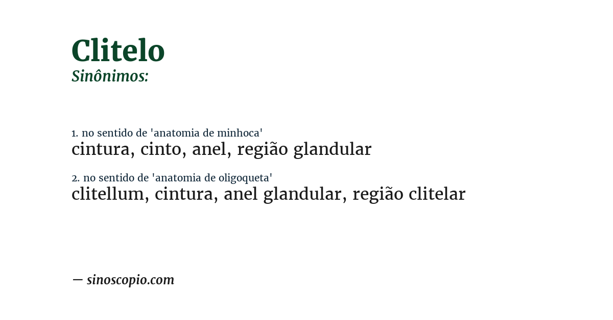 Sinônimo de clitelo