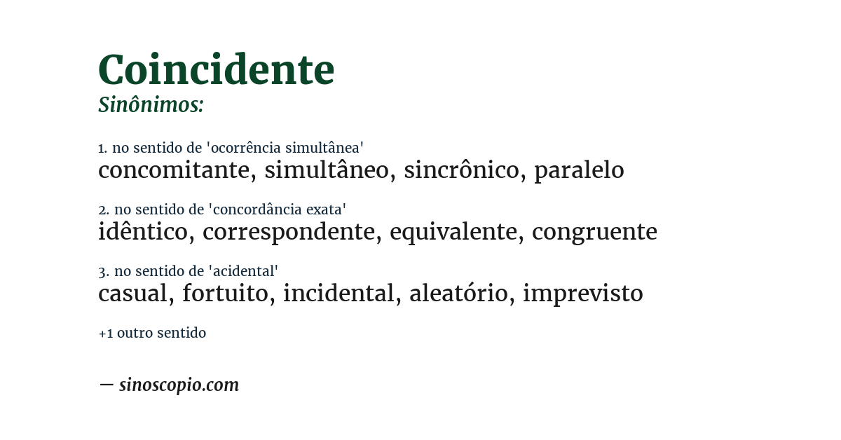 Sinônimo de coincidente