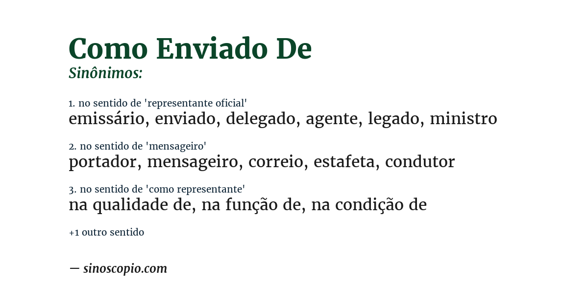 Sinônimo de como enviado de