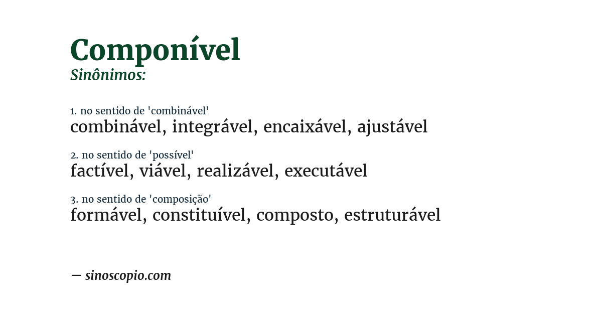 Sinônimo de componível