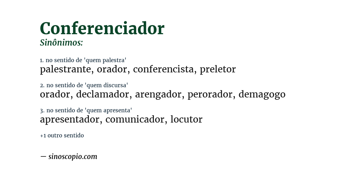 Sinônimo de conferenciador
