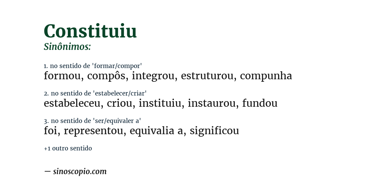 Sinônimo de constituiu