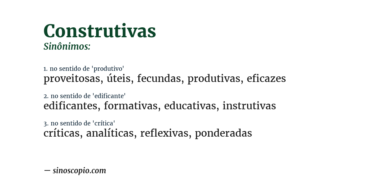 Sinônimo de construtivas