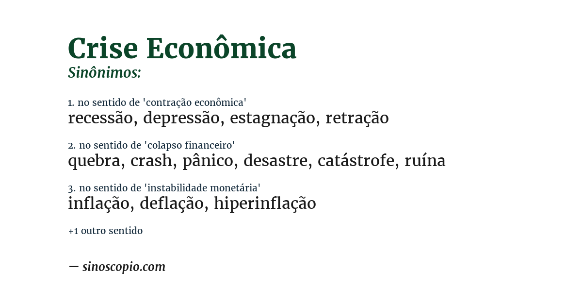 Sinônimo de crise econômica
