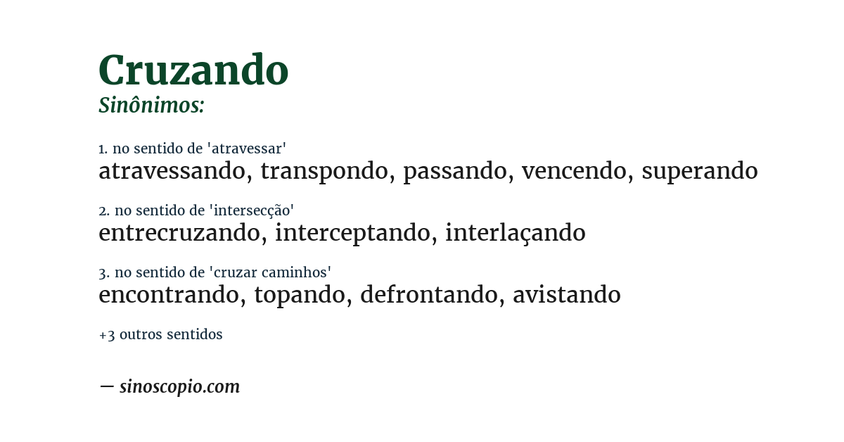 Sinônimo de cruzando
