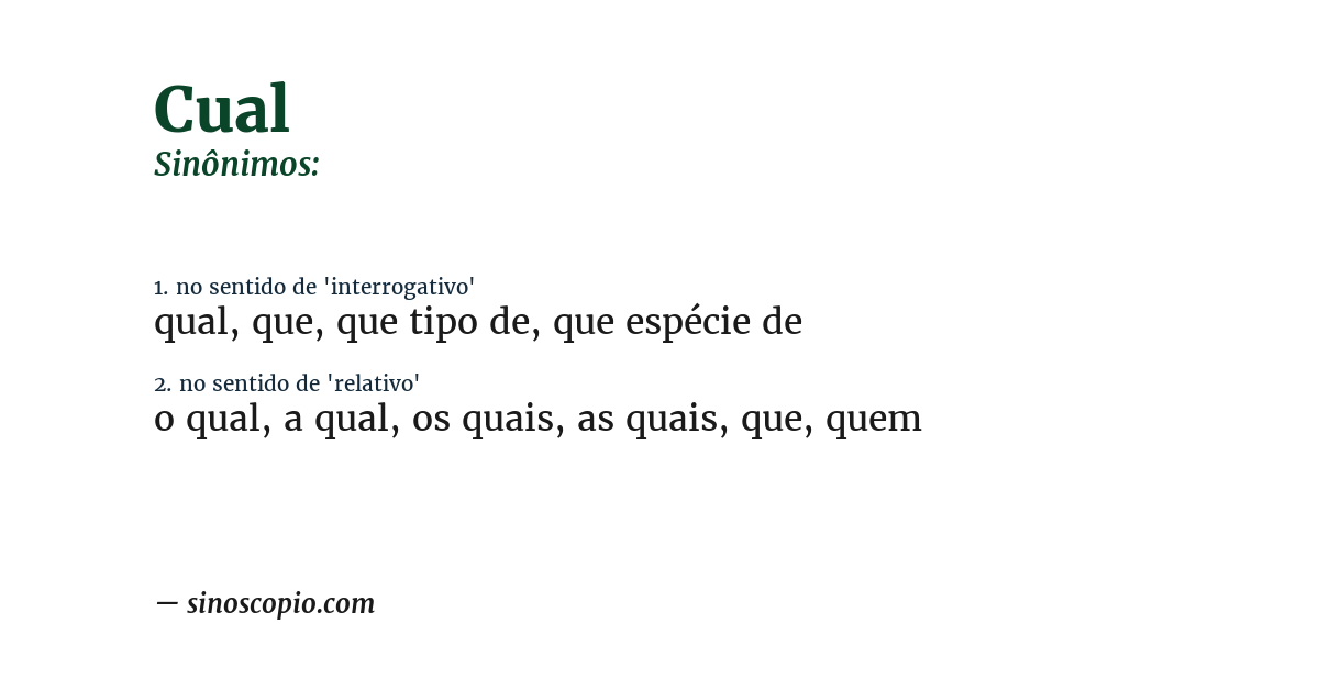 Sinônimo de cual