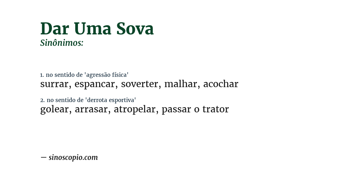 Sinônimo de dar uma sova