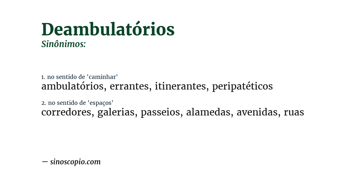 Sinônimo de deambulatórios