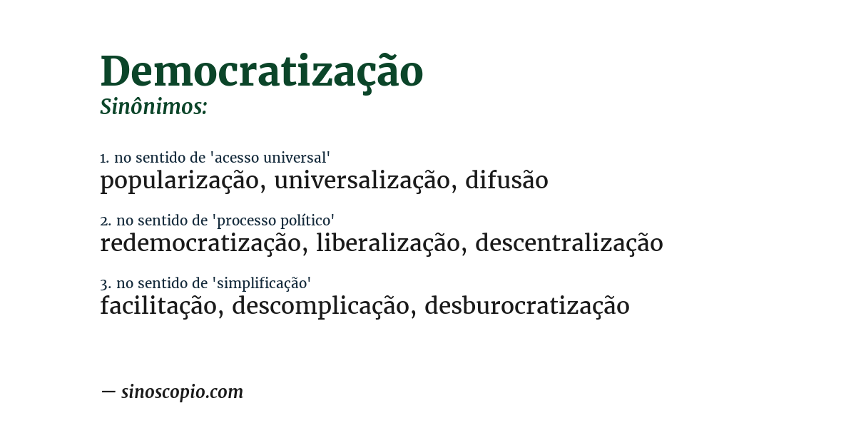Sinônimo de democratização