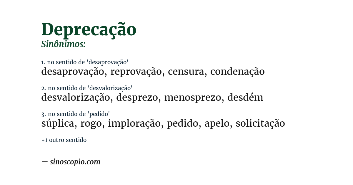 Sinônimo de deprecação