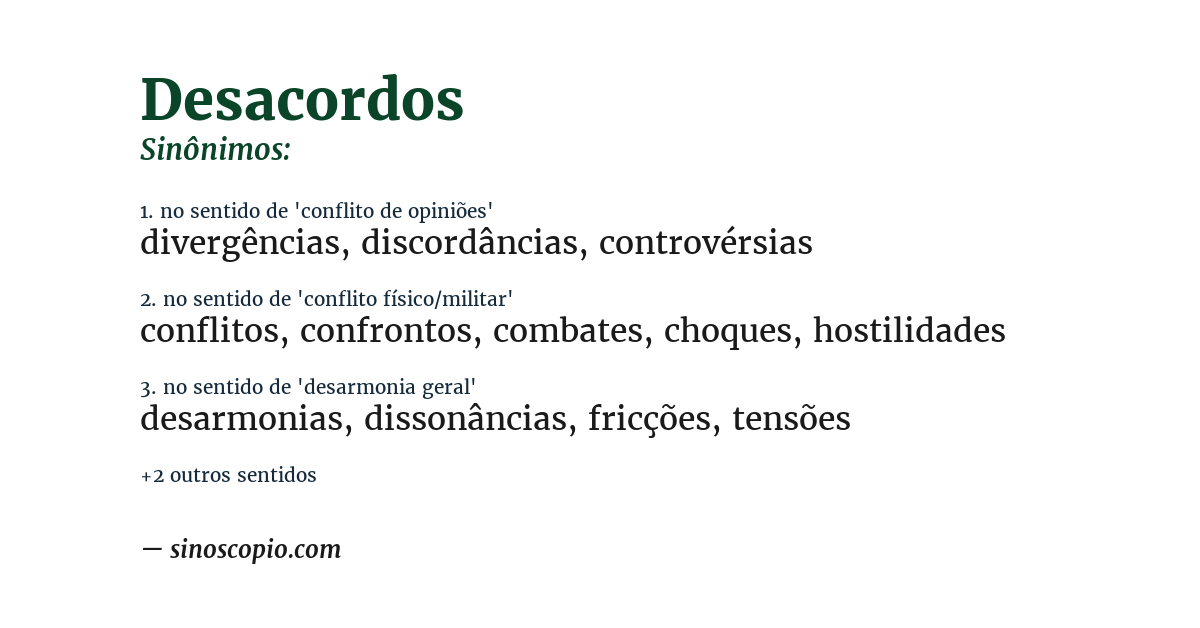 Sinônimo de desacordos