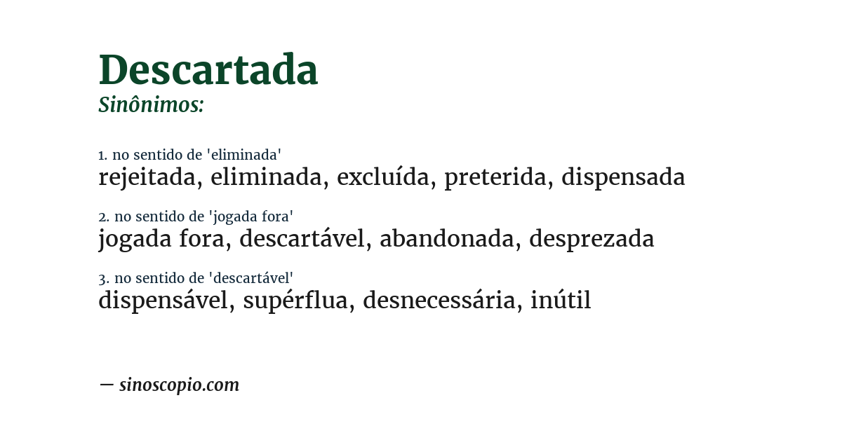 Sinônimo de descartada