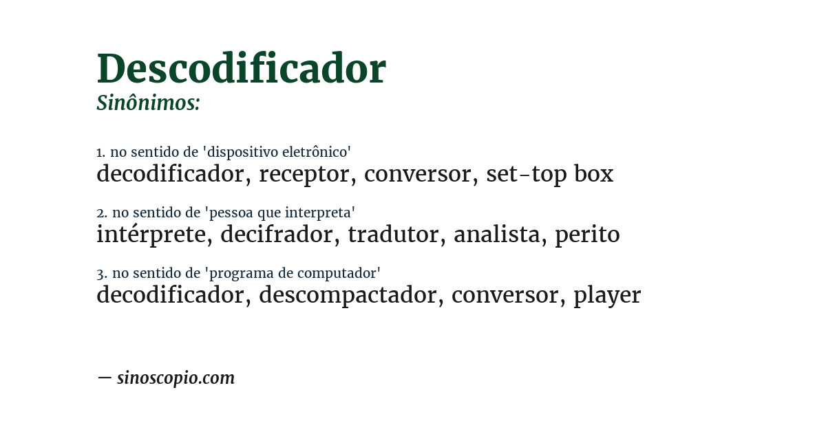 Sinônimo de descodificador