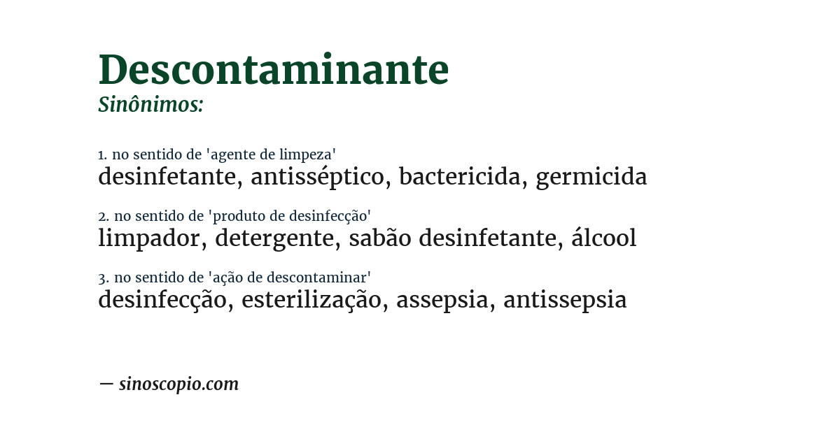 Sinônimo de descontaminante