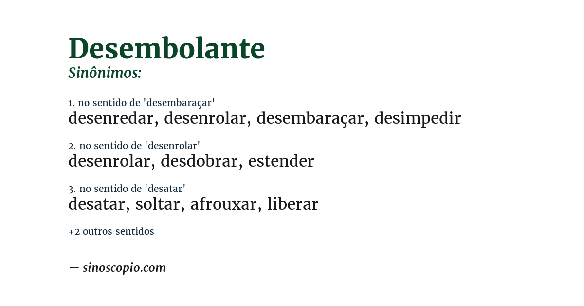 Sinônimo de desembolante