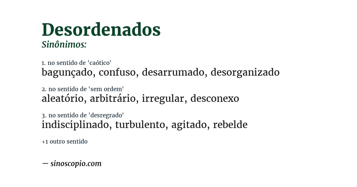 Sinônimo de desordenados