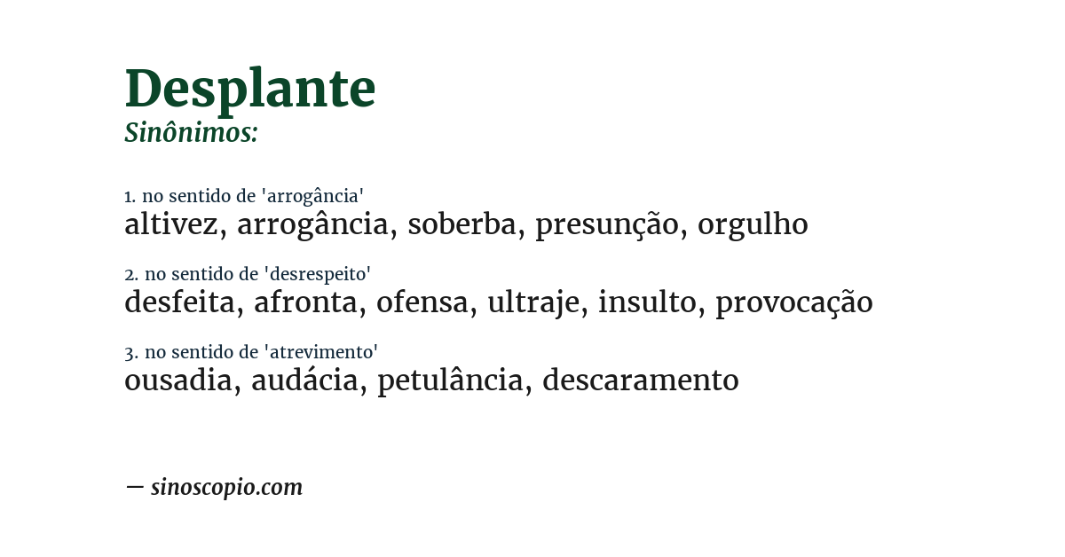 Sinônimo de desplante