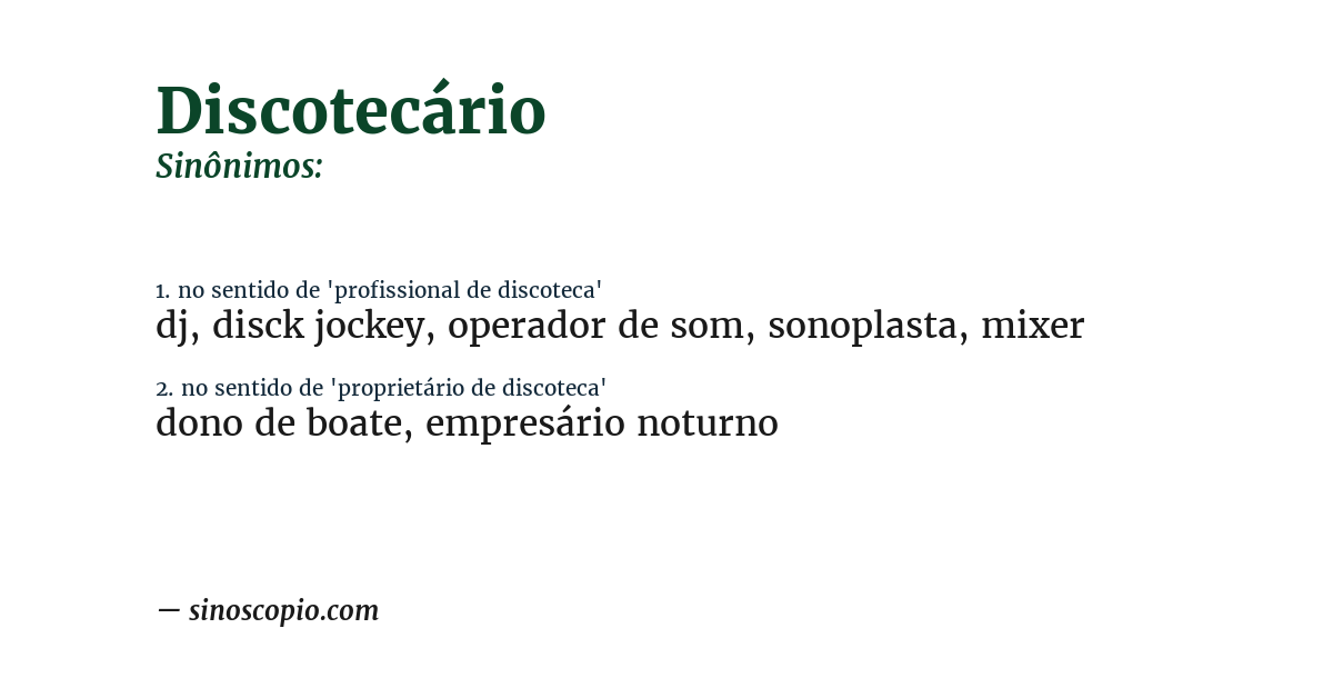 Sinônimo de discotecário