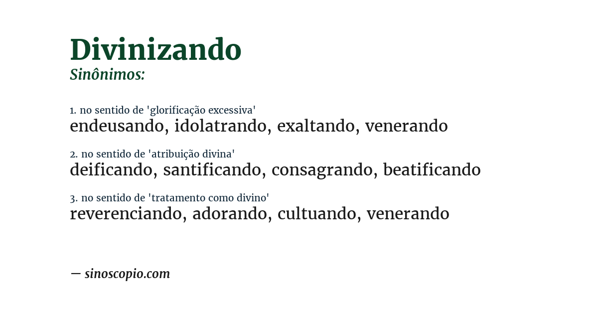 Sinônimo de divinizando