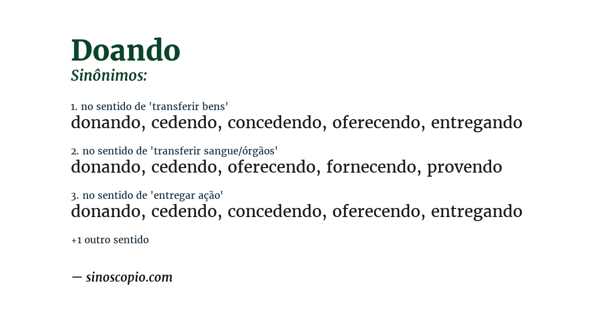 Sinônimo de doando