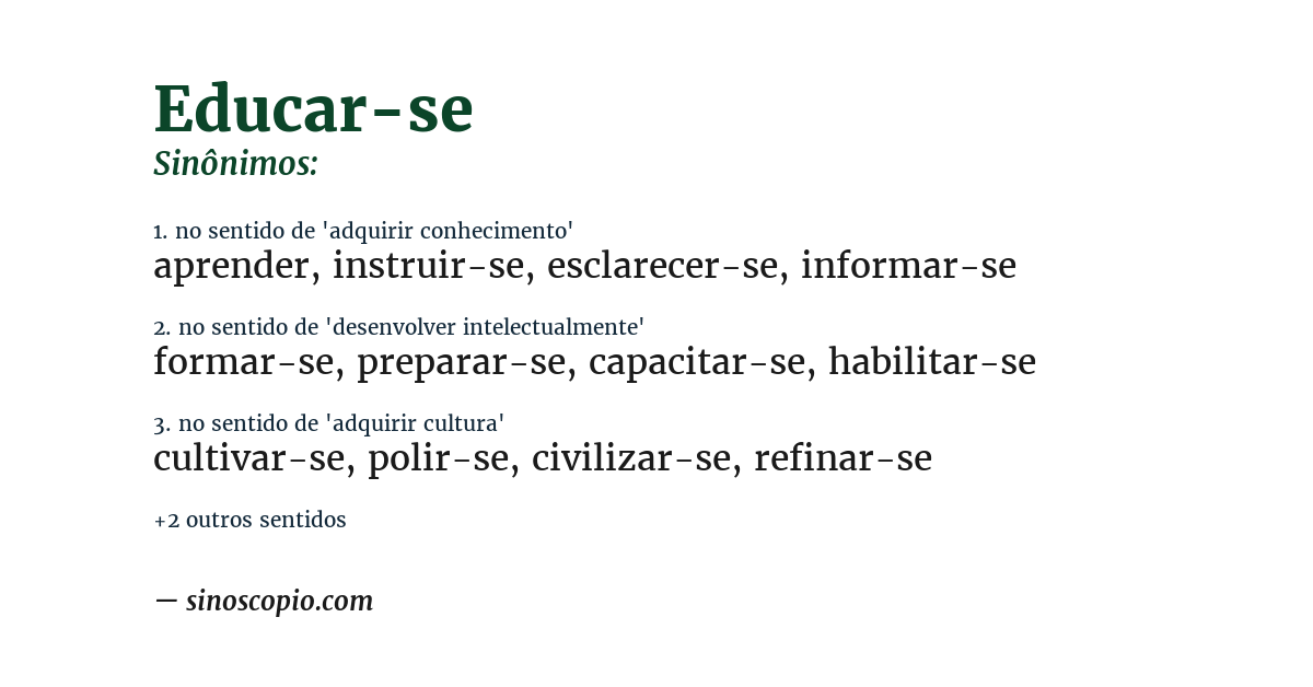 Sinônimo de educar-se
