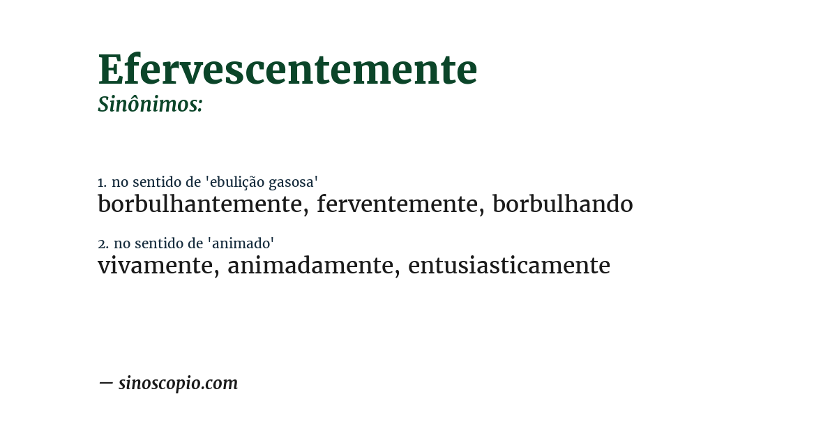 Sinônimo de efervescentemente