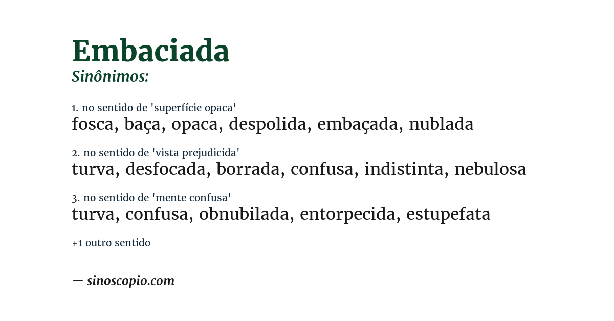 Sinônimo de embaciada