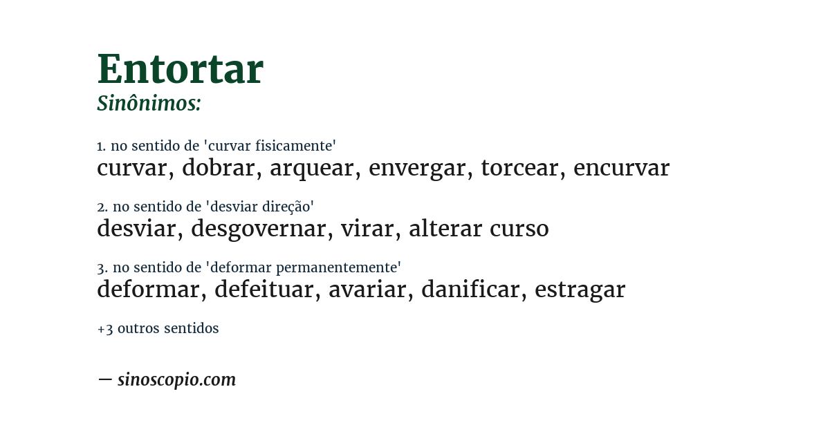 Sinônimo de entortar