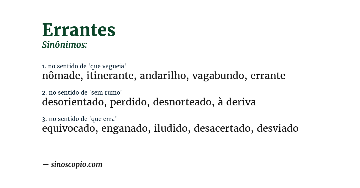 Sinônimo de errantes