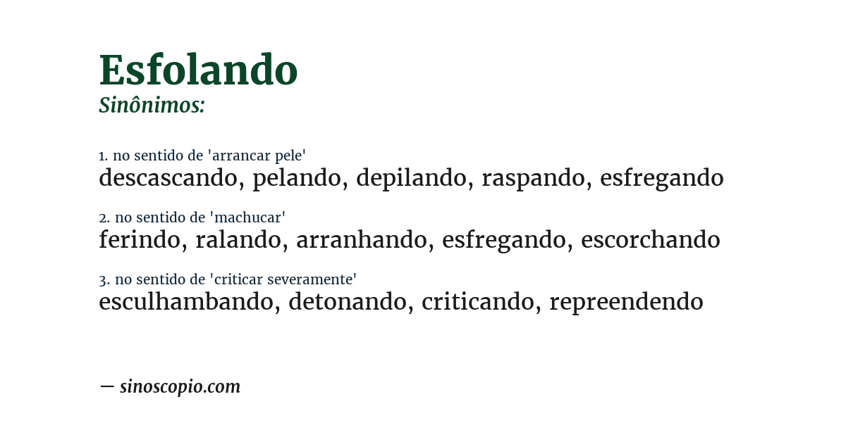 Sinônimo de esfolando