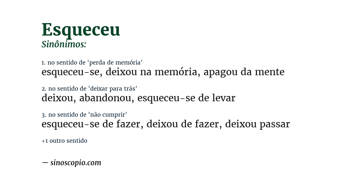 Sinônimo de esqueceu