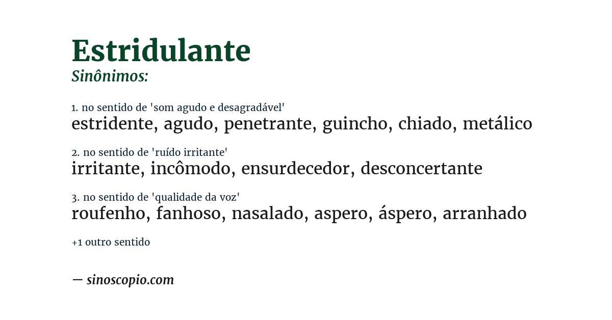 Sinônimo de estridulante