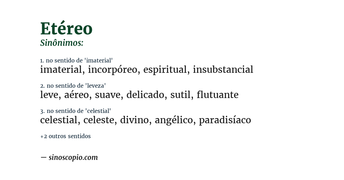 Sinônimo de etéreo
