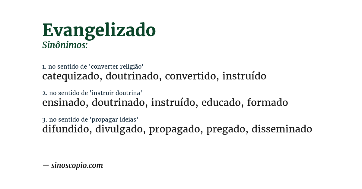 Sinônimo de evangelizado